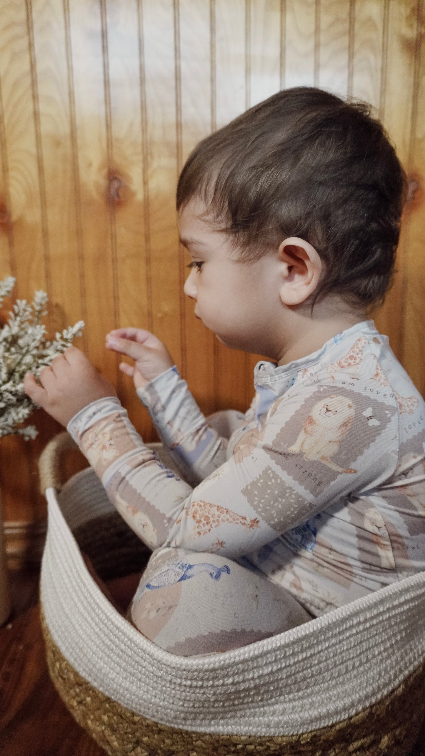 Bamboo Toddler Long Sleeve Set in size 2T with affirmation safari animal print
