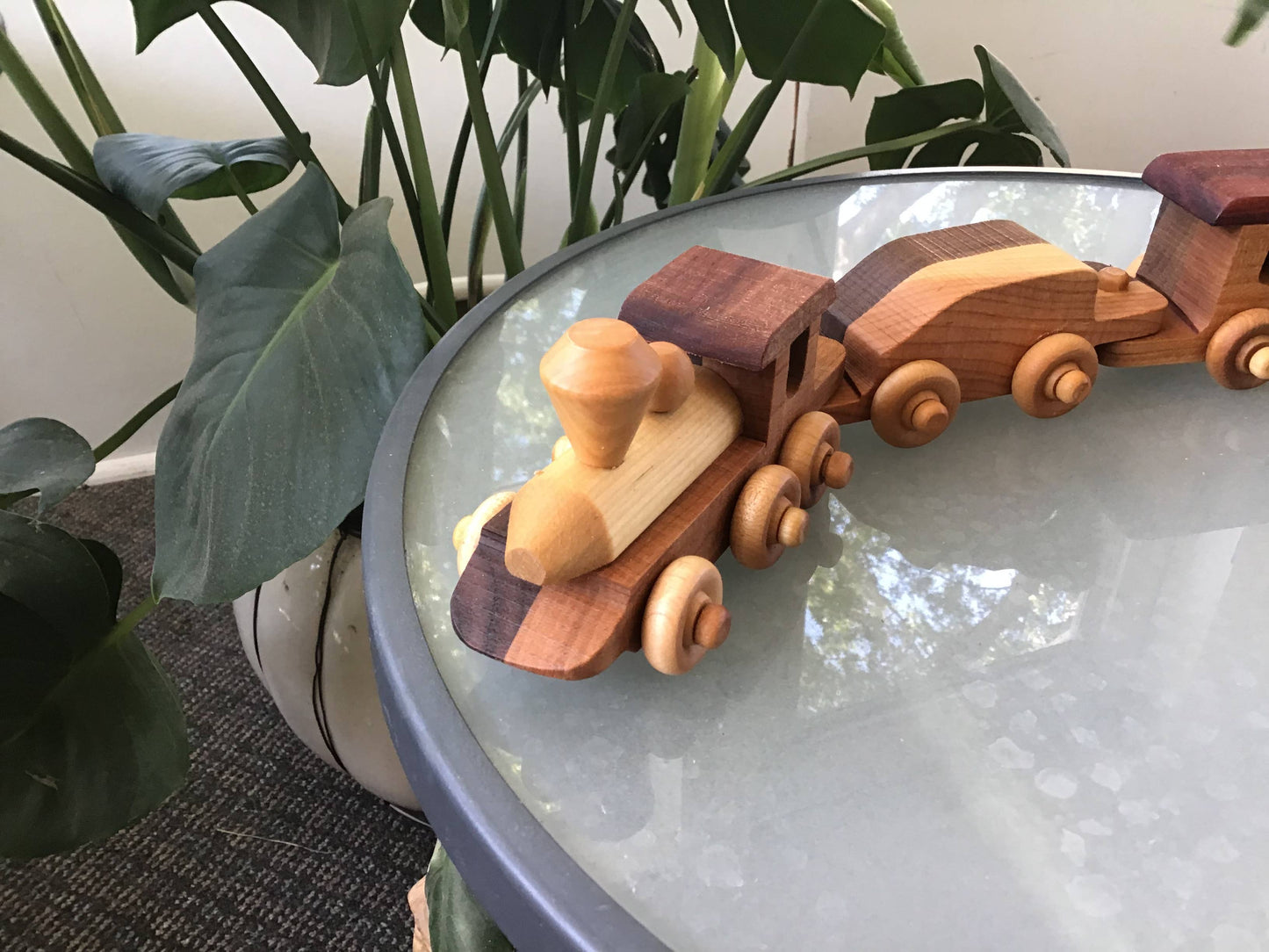 Wooden Mini Train Set for Kids with Four Cars