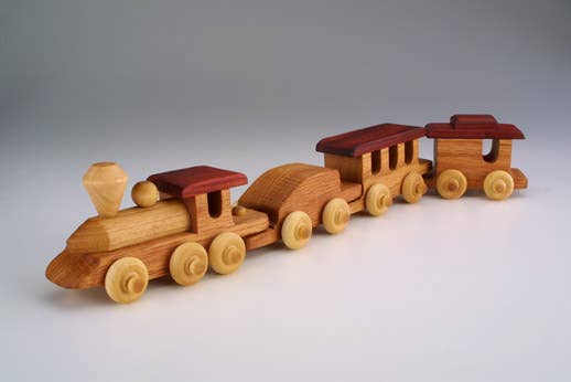 Wooden Mini Train Set for Kids with Four Cars