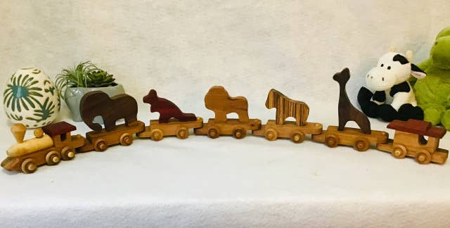 Handmade Wooden Zoo Train Set