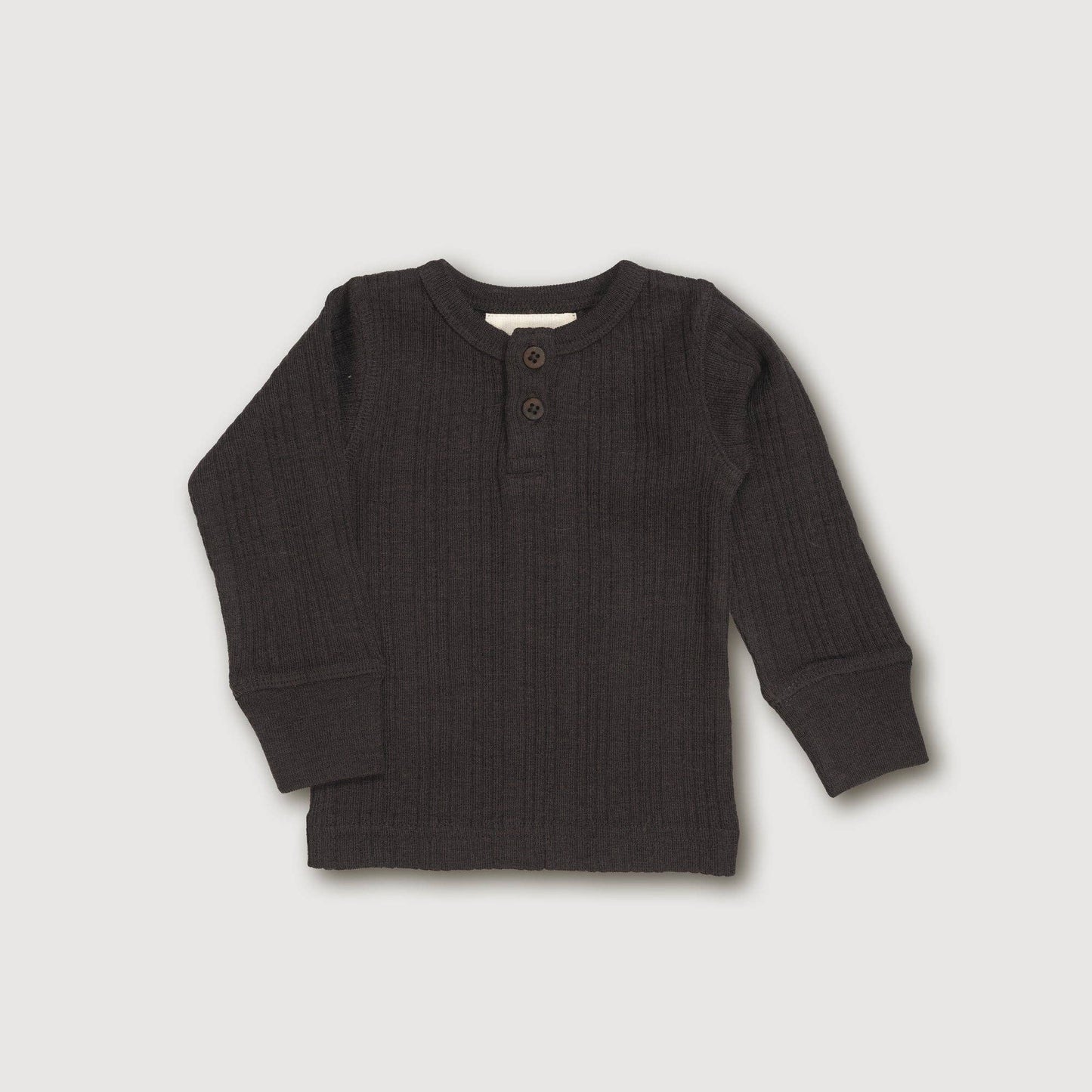 Wool Rib Henley Top - Storm