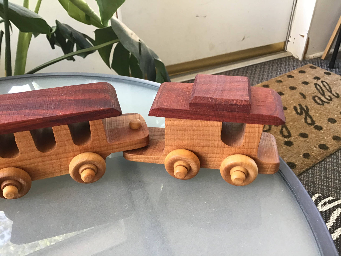 Wooden Mini Train Set for Kids with Four Cars