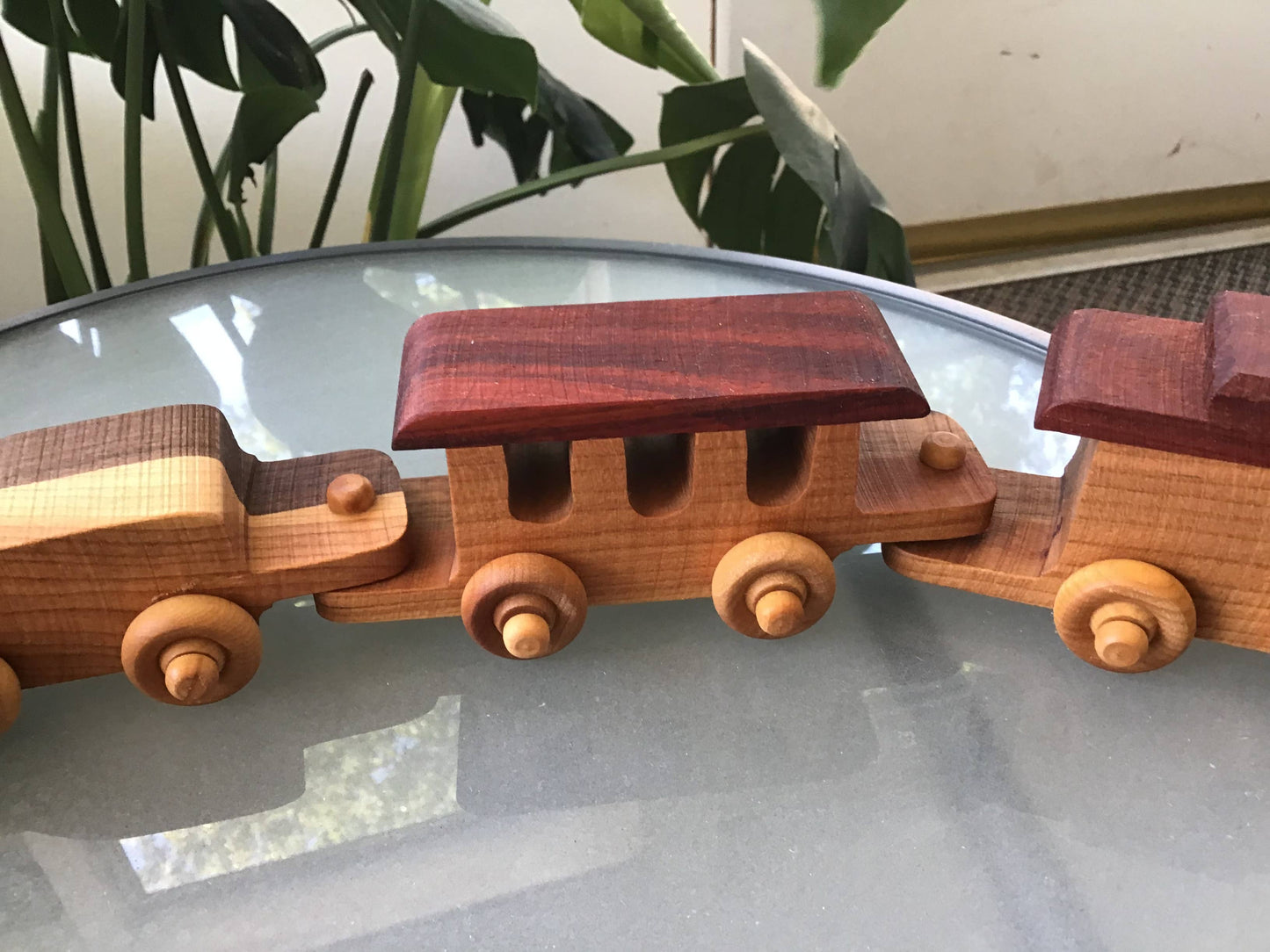 Wooden Mini Train Set for Kids with Four Cars