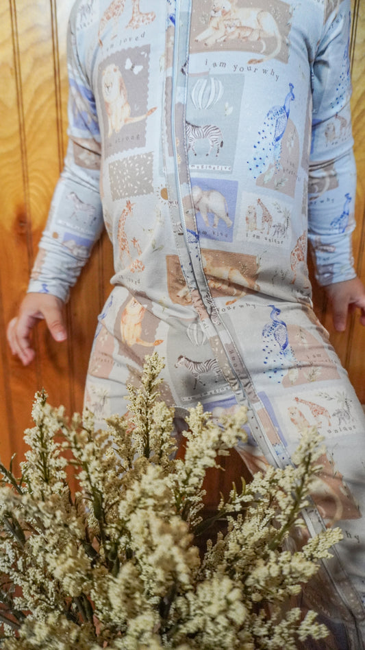 Safari Snuggles | Bamboo Zip Romper