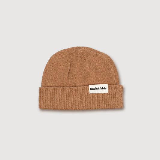 Wool Knitted Fisherman's Beanie - Fawn