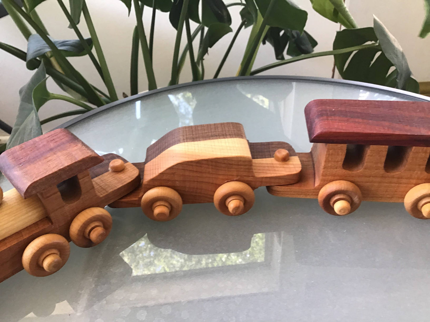 Wooden Mini Train Set for Kids with Four Cars